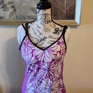 ZeroXposur Pinkish Purple and White Floral Swim Surf Active Bikini Top
